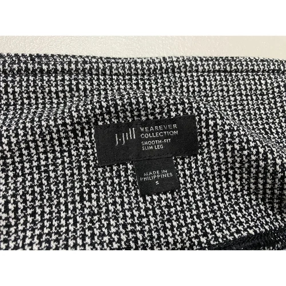 J Jill Wearever Smooth Fit Slim Leg Pants Small Black Houndstooth Career 29x28 - Picture 10 of 12